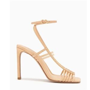 ULLA JOHNSON Chantal Studded Cage High Heel Sandals in Natural NWB Size 38/8